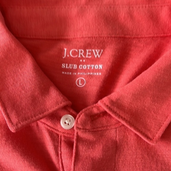 J. Crew Coral Cotton Slub Knit Polo Spring 2023 Sz L - NWT - Picture 3 of 9